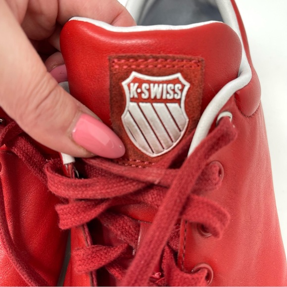 K-SWISS Leather Suede Sneakers Men's SIZE 10 Red White Casual Shoes 02874602 Low - Picture 5 of 16